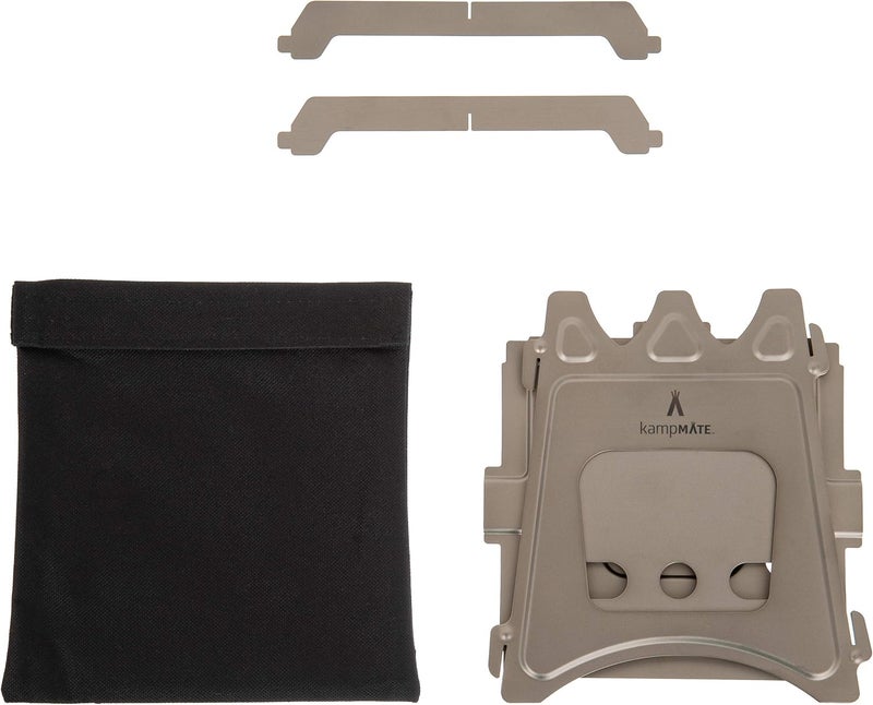 kampMATE Portable Camping Stove Wood, Wood Stove Camping, Outdoor Compact Campfire, Survival Cooking Gear, Backpacking Stoves, Emergency Backpack Stoves, Hiking Burner, Foldable with Nylon Case (Titanium) - Image 5